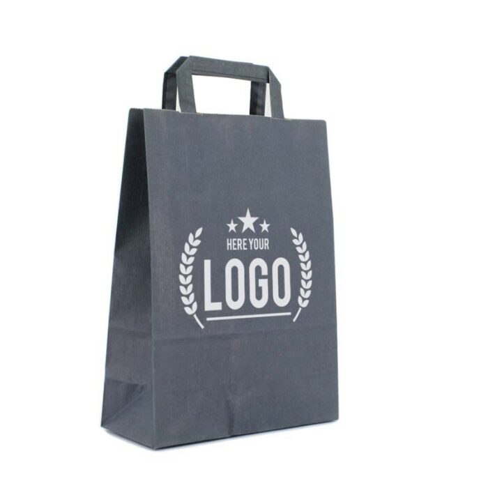 donkerblauw papieren tas logo wit