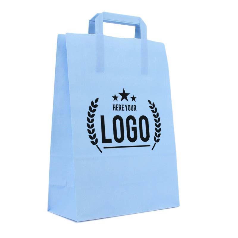hellblau papiertasche schwarz logo