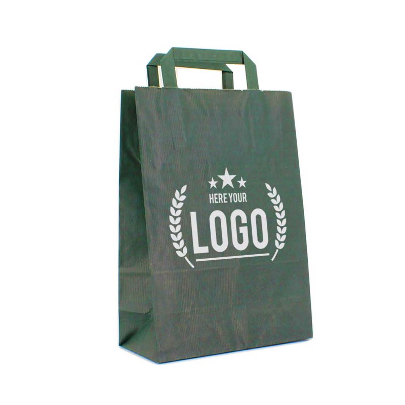 dunkelgrün papiertasche weiss logo