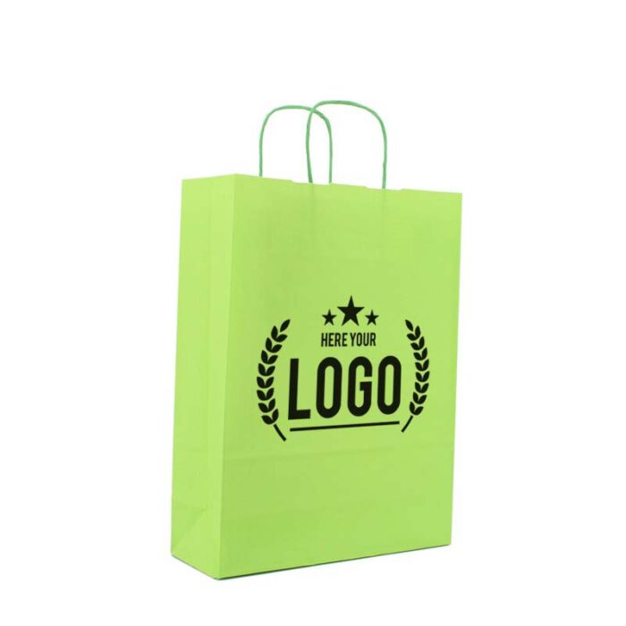 grün papiertasche schwarz logo