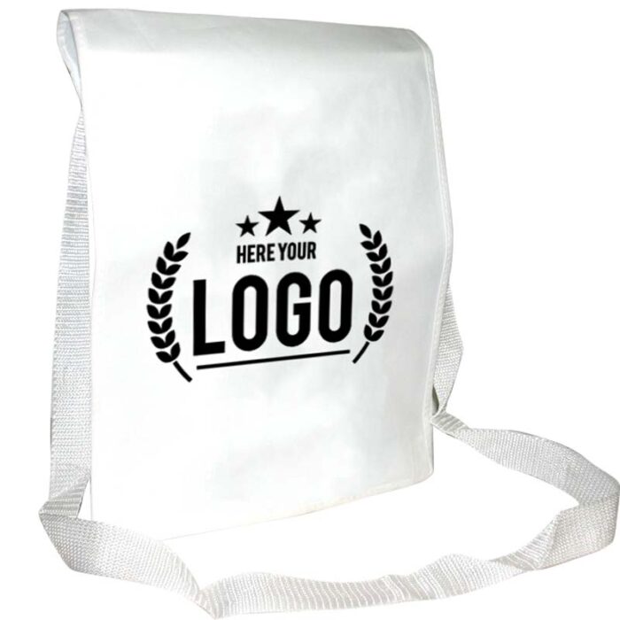 witte schoudertas zwart logo