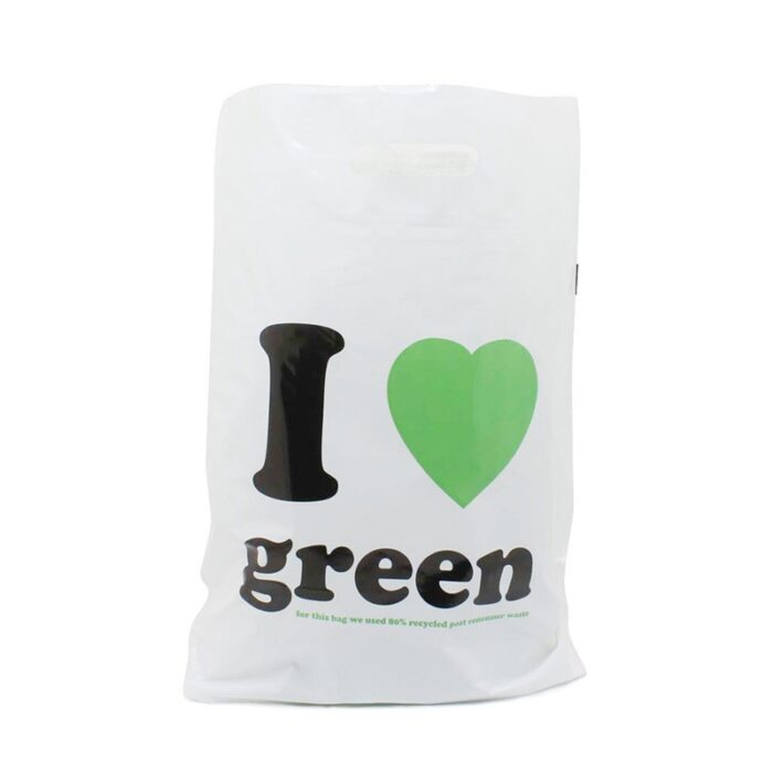 recycelte plastiktüte weiss schwarz grün